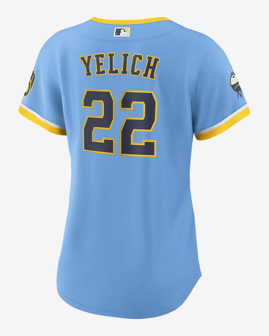 MLB Milwaukee Brewers City Connect Christian Yelich Women s Replica Baseball Jersey. Nike